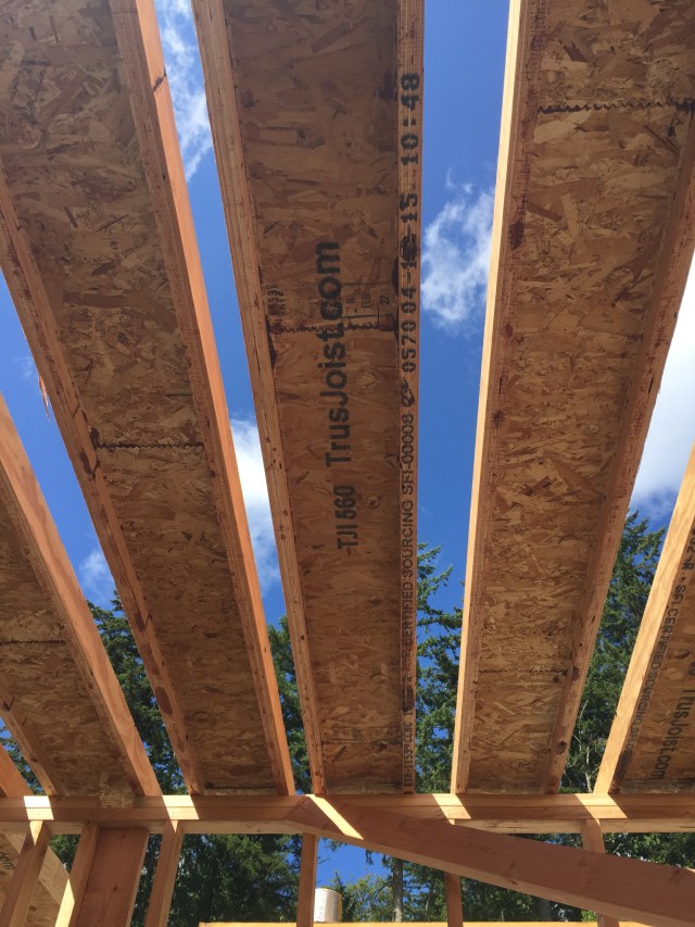 Here's a view of what those trusses look like from down below...I'm sure they'll be standing them up on Monday.