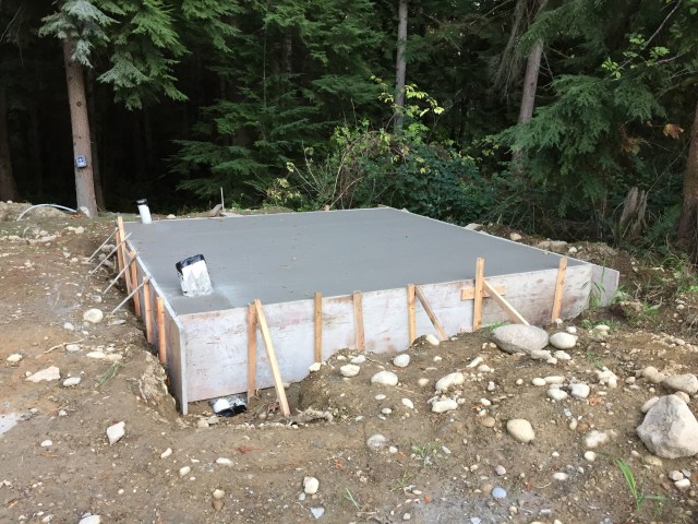 Up close pic of the well house foundation slab.