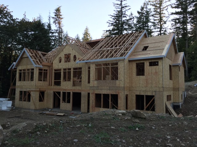 The back of the house still needs some sheathing, but it's coming along!