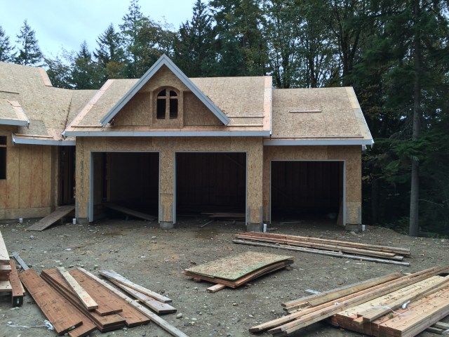 The garage doors were framed this week. 