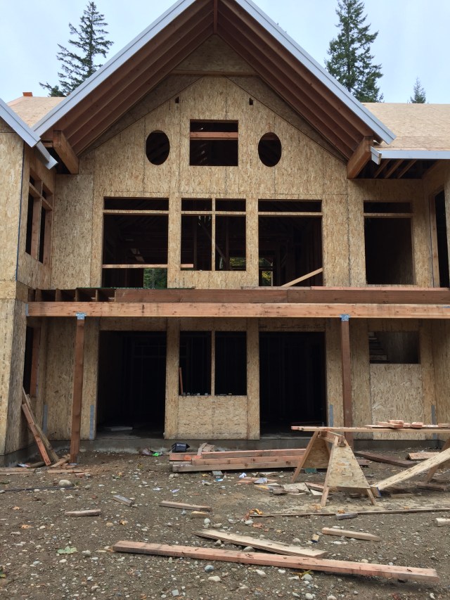 Here's how the lower rec area looks like from the back of the house. The 1/2 window in the staircase is on the lower right.